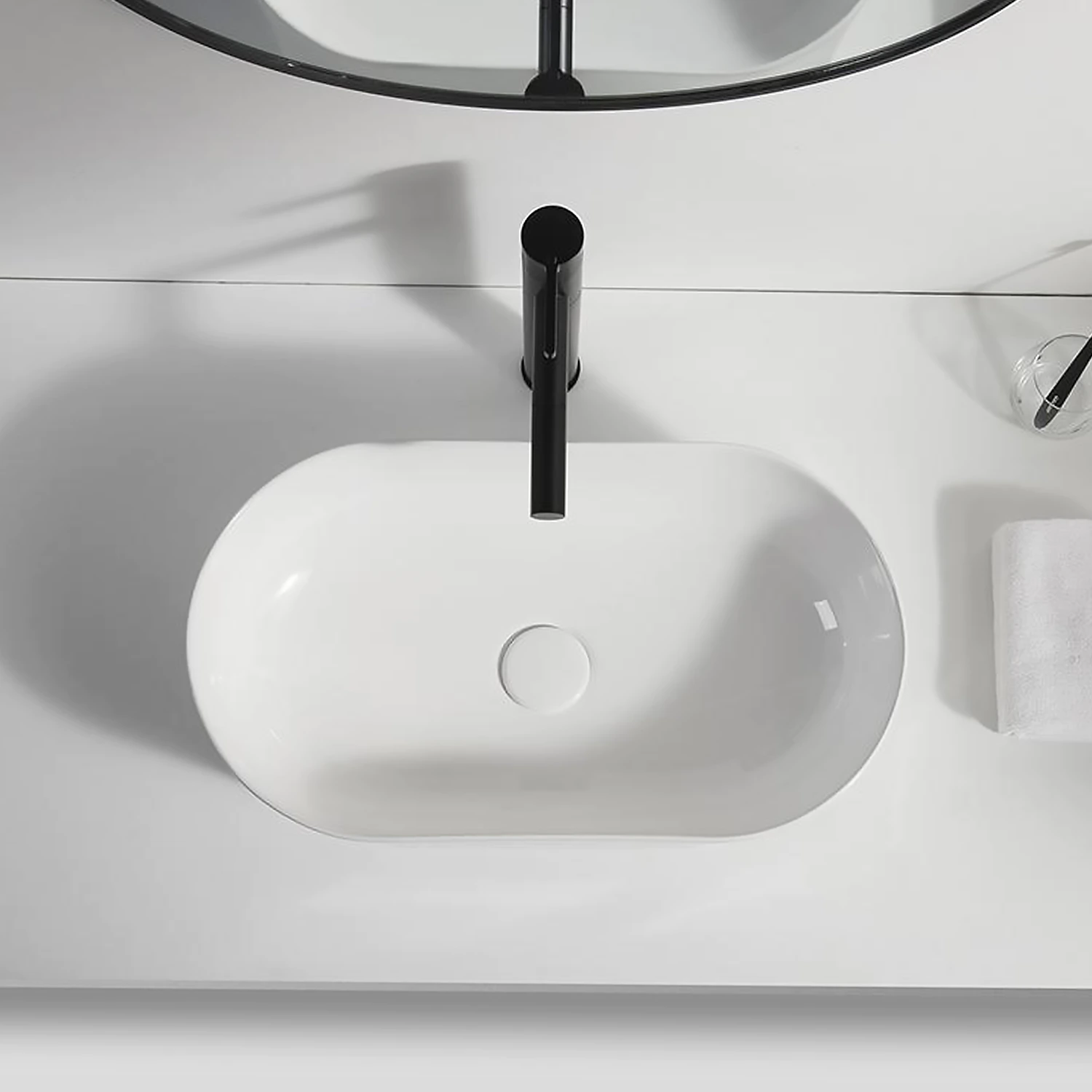 lavatory simple pure white oval shape grade a vitreous china vessel sink, countertop bathroom wash basin, made by meilong ceramics